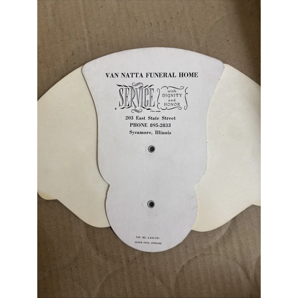 Van Natta Funeral Home Sycamore Illinois Fold out Hand Fan